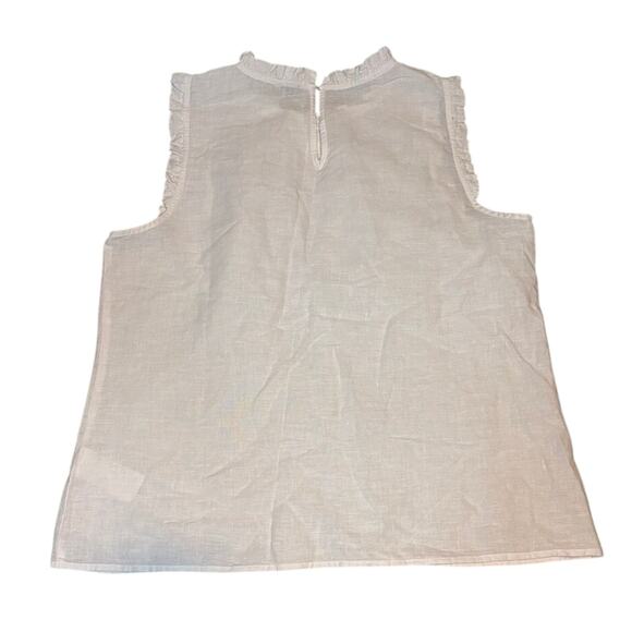NWT J.Crew White Linen Ruffle Tank Top XS | Summer Work Casual Blouse - Picture 5 of 7